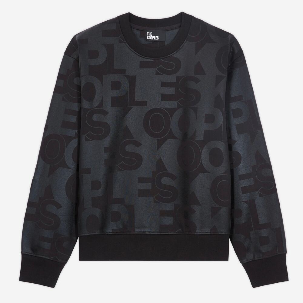 The Kooples Logo Sweatshirt Crew Neck Relaxed Fit, Black - Picture 2 of 13